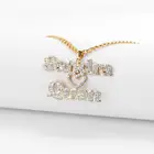 Ожерелье с именем алмаза на заказ, кубический цирконий, персонализированные ожерелья с табличкой с изображением сердца, золотая цепочка-чокер, ювелирные изделия в подарок