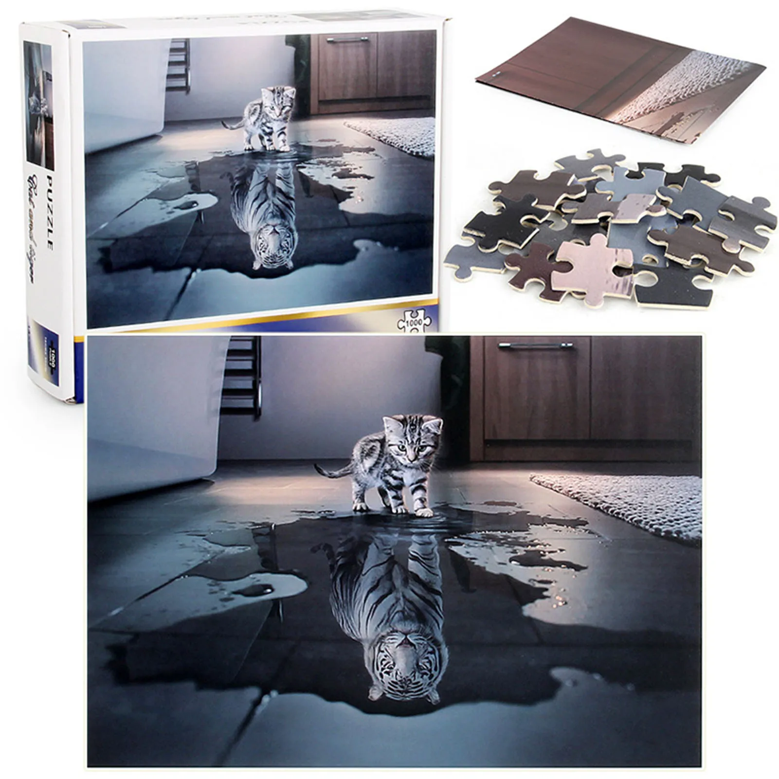 Пазл 1000 шт. белый тигр в сердце котенок головоломки Пазлы головоломки|Пазлы| |