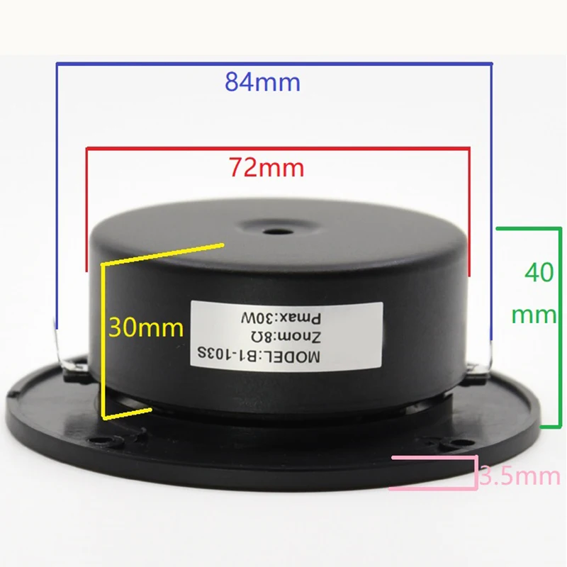 Hi-Fi 4 дюйма твитер Динамик блок черный Шелковый мембрана 8 Ом 30 Вт Пластик 103 мм