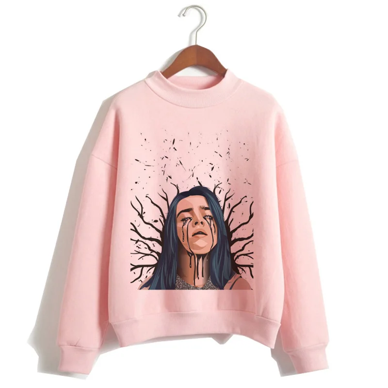 P1848P-pink Billie Eilish негабаритных худи для женщин Harajuku корейский хип хоп стиль Kawaii 90s Толстовка Женский капюшон Черная пятница Рождество - Цвет: P1848P-pink