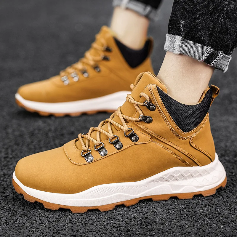 

men shoes Retro Men's Fashion Boots Leather Anti Slip Hiking Tooling Shoes Ankle Walking Casual Waterproof Desert Short Booties