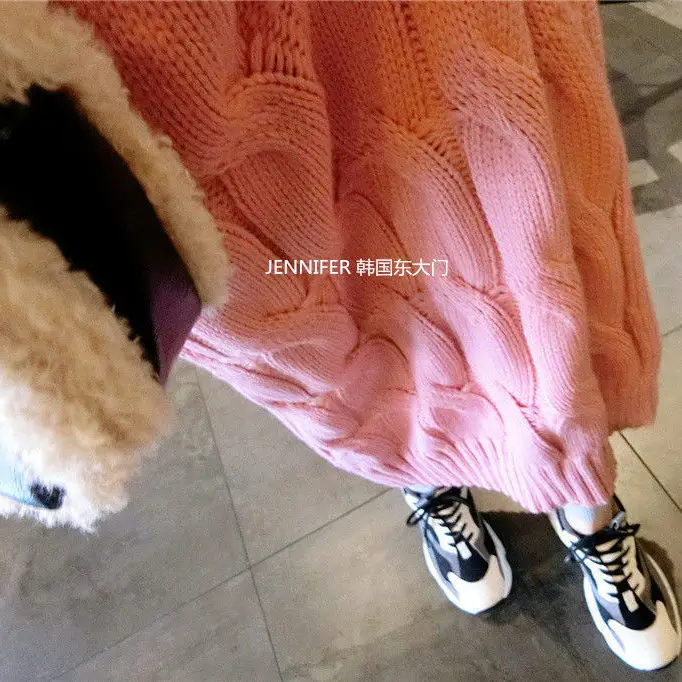 

Women Knitted Sweater Dress O Neck Solid Dress Autumn Winter Warm Knit Female Dress Loose Midi Vestidos Dresses Big Sizes