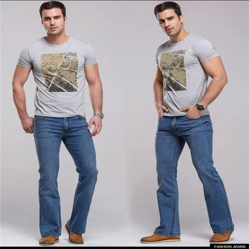 Hombre Boot Cut Jeans pantalones ligeramente evasé Slim Blue negro diseньador clásico ropa de ocio Denim Stretch