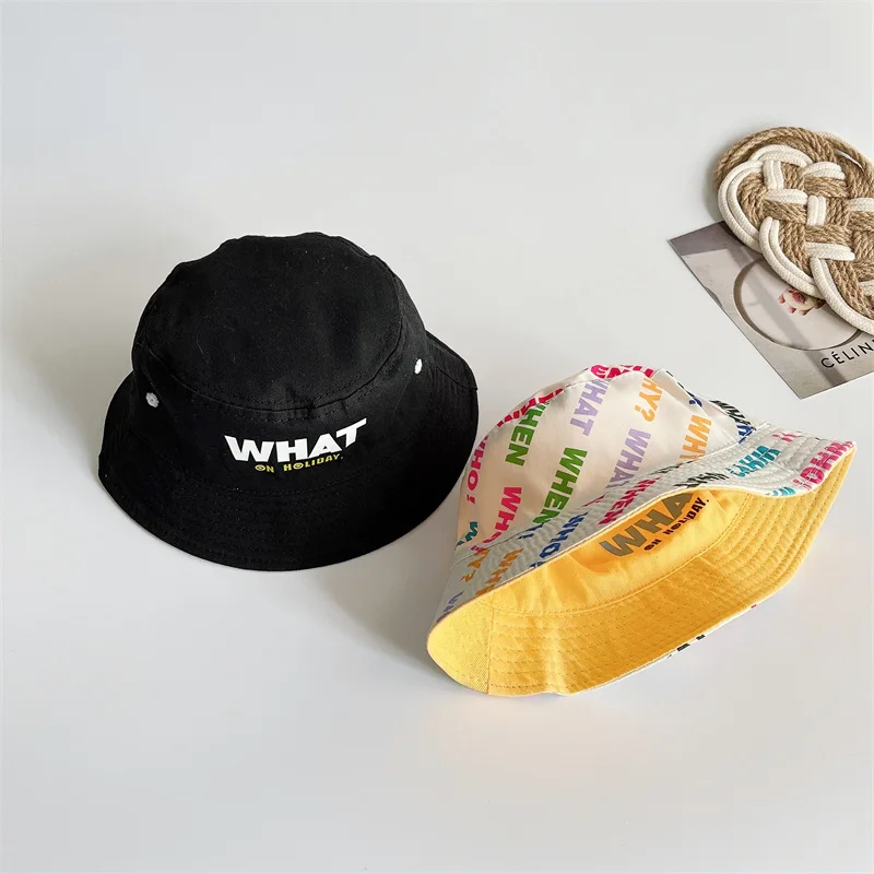 Детская шапка 9830A Корейская двухсторонняя с цветными буквами весенне-летняя