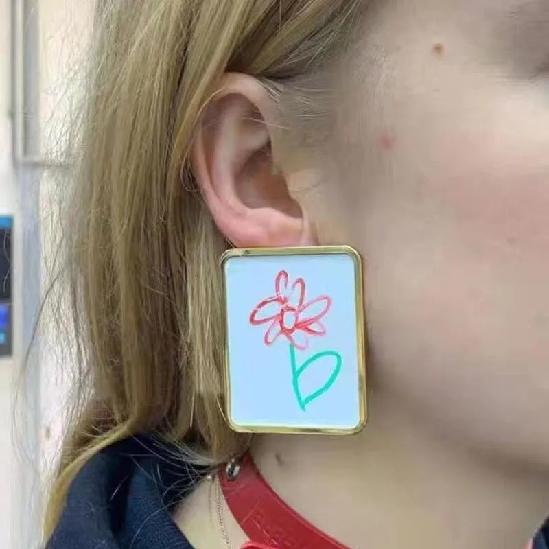 

2021 New DIY Creative GRAFFITI Drawing Board Earrings Women's Earrings Set Brush Earrings Jewelry Accessories For Women