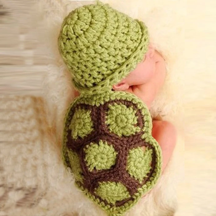 

Cute Baby Newborn Turtle Knit Crochet Clothes Beanie Hat Outfit Photo puntelli cappelli abiti tra bambini Girsl ragazzi regalo d