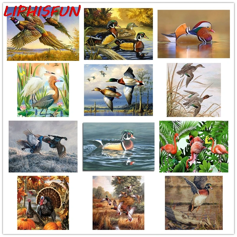 

Алмазная картина LIPHISFUN, ручная вышивка, квадратный/круглый Декор для дома, дикая птица, озеро, пейзаж, Турция
