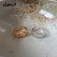kinel 100 real 925 stelring silver double layer finger rings 2020 new 18k gold korea rings for women jewelry gift