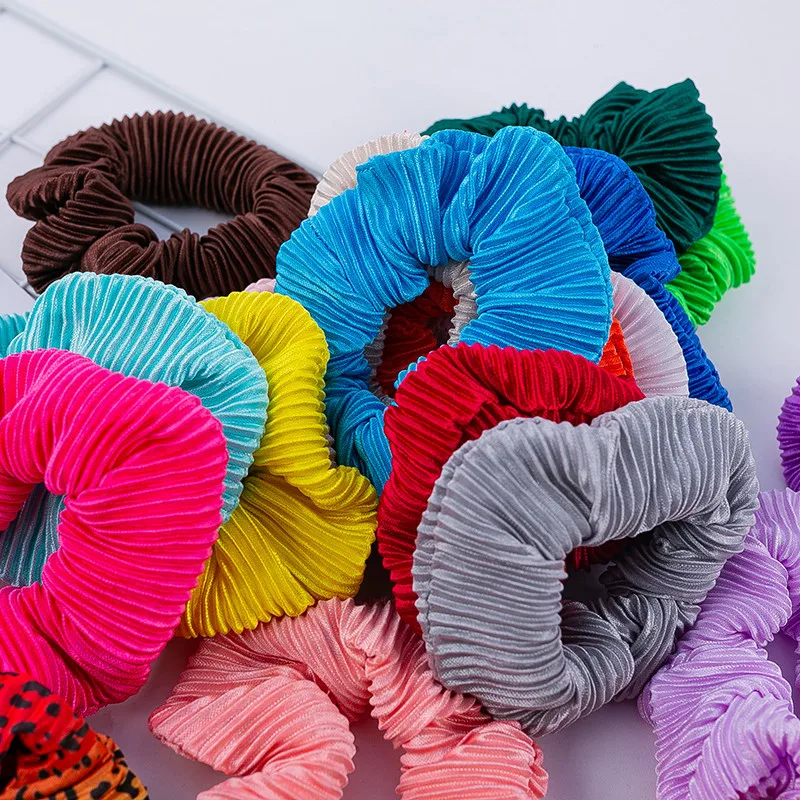 

2021 New Girls Colorful Cloth Scrunchies Wavy Hairband Women Ponytail Headwear Elastic Hair Bands Fashion Hair Accessories
