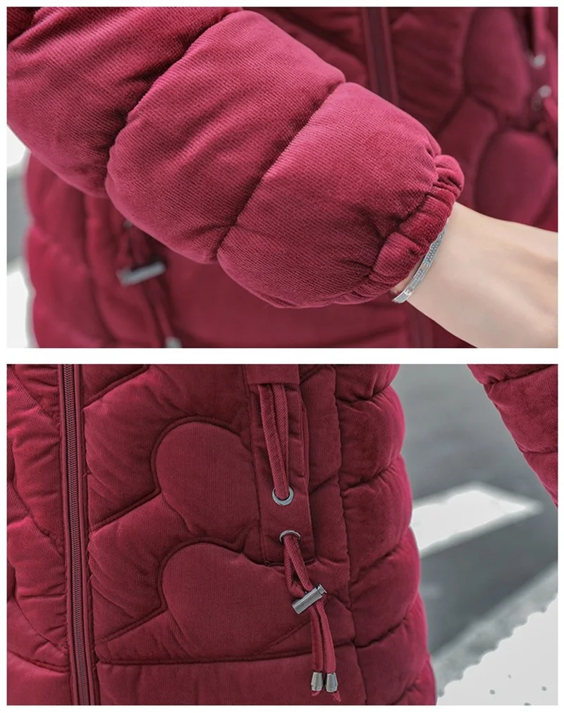 Winter Women Cotton Clothing 2022 Gold Velvet Middle-aged and Elderly Mothers Wear Mid-length Slim and Thick Down Cotton Jacket