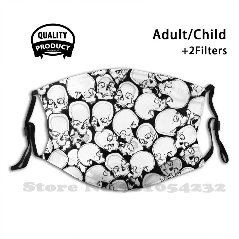 

Маски для лица в готическом стиле, для езды на велосипеде и мотоцикле, с фильтром, черепа, готический узор, смертельный скелет, ужас, розовый ...