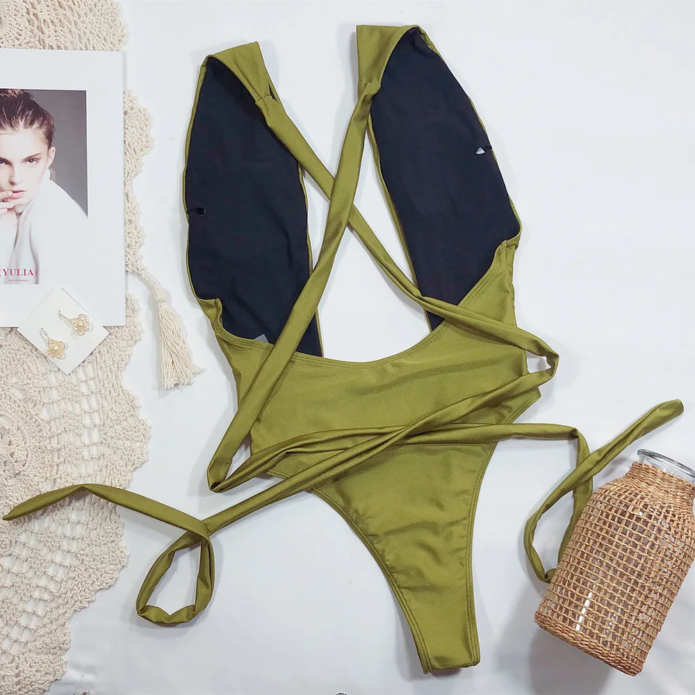 Женский слитный купальник с глубоким v образным вырезом купальный костюм