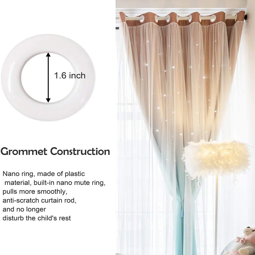 

Blackout Curtains For Living Room Bedroom Double Layer Star Cut Out Stripe Rainbow Window Wall Home Decoration Curtain 1 Panel