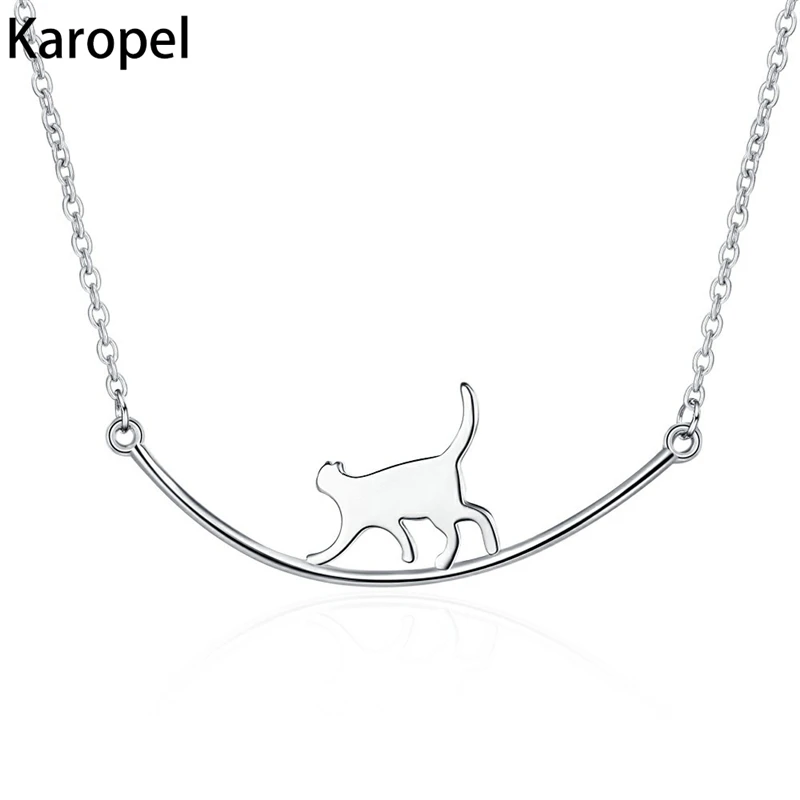 

Karopel Creative Lovely 925 Sterling Silver Cat Necklace for Women Girl Animal Clavicle Chain Chokers Necklace Jewelry Gifts