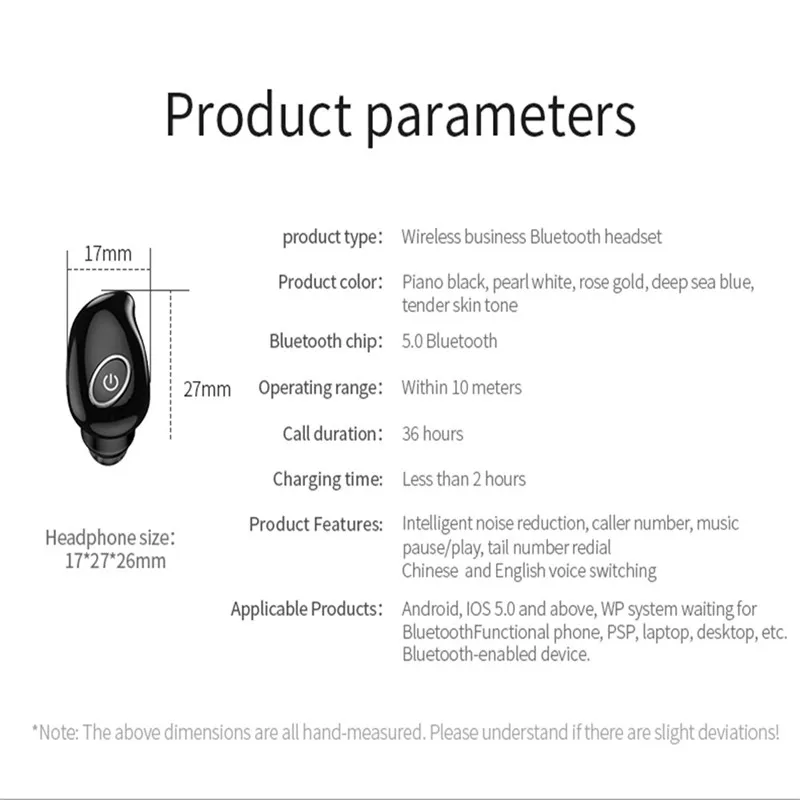 Мини Bluetooth 5 0 Наушники Спортивные Беспроводные одиночные наушники с микрофоном