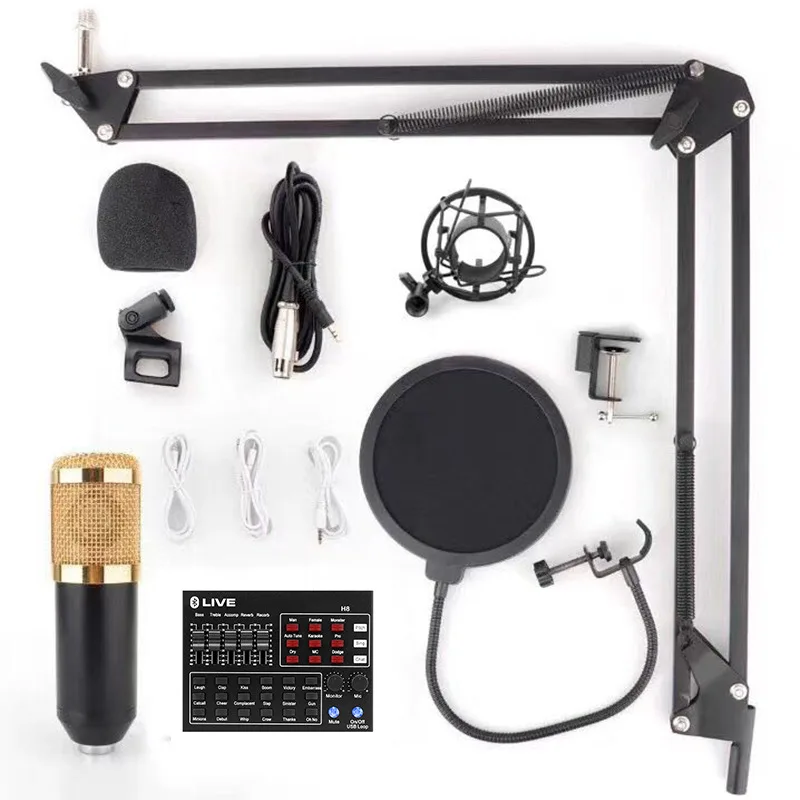 

H8 Audio Mixer Sound Card Set BM800 Microphone Game Stream Condenser PC Computer Phone Recording dj Karaoke KSong Live Broadcast