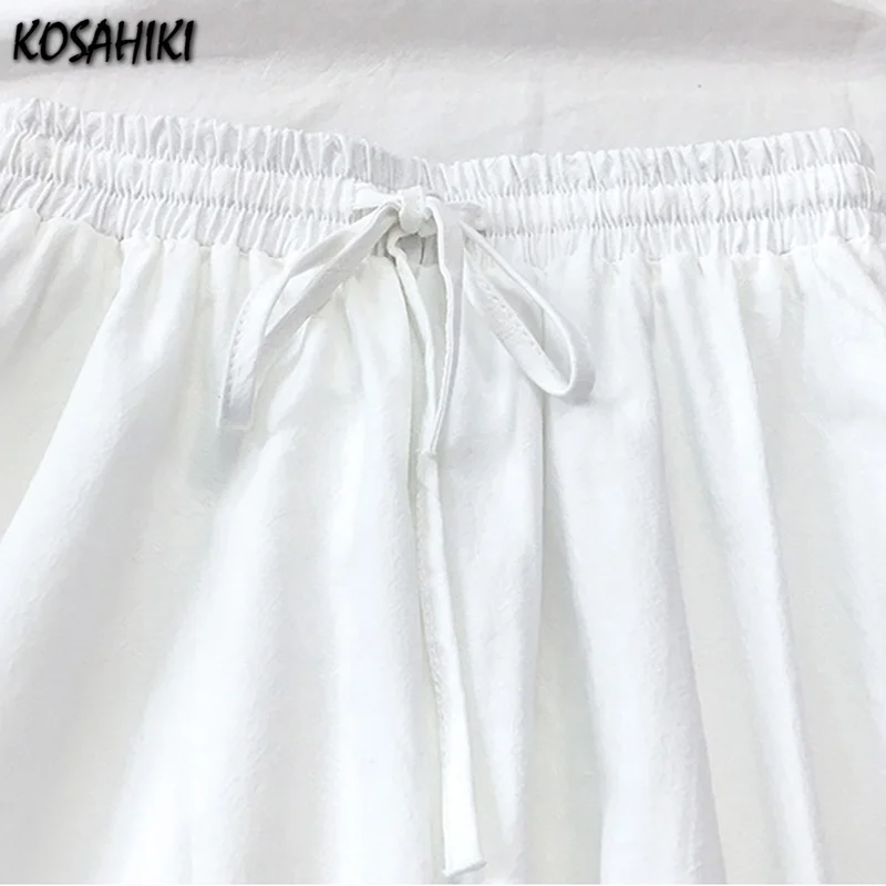 

KOSAHIKI 2021 New Summer Floral Embroidery Pleated Midi Shirt Women Harajuku StyleSkirts Ladies Fashion High Waist Skirt