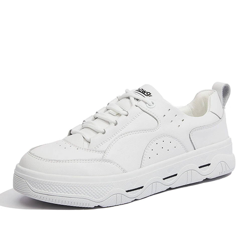 

New Women Sports Shoes Daily Running Shoes Handmade White Shoes Leather Mesh Breathable Cross Lace-up Flats New DO761