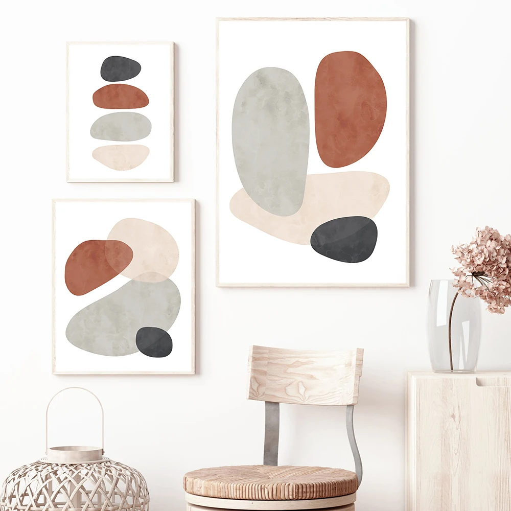 Абстрактная Форма Земли Терракотовая Художественная печать Богемская Картина