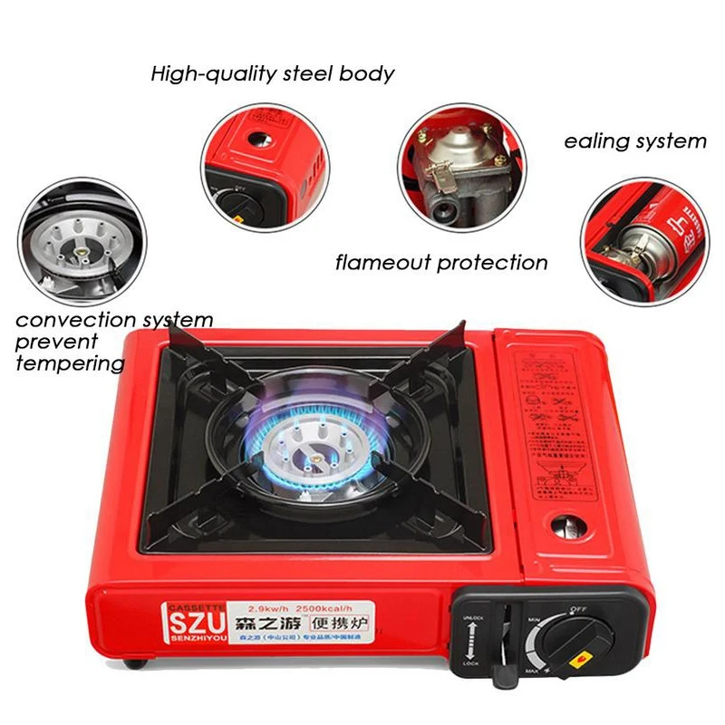 Желтый открытый портативный кассета газовая плита ветрозащитный дикий газ