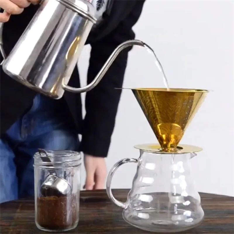 Двухслойный фильтр для кофе 304 из нержавеющей стали держатель капельного корзины