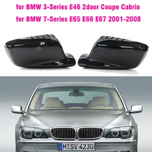 carbon fiber bright black side rearview mirror cover for bmw 3 7 series e46 e65 e66 e67 745i 750i 760li 730li free global shipping