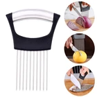 10 шт. держатель для лука из нержавеющей стали для нарезки овощей и картофеля, слайсер, кухонные аксессуары, режущий инструмент, оптовая продажа X2