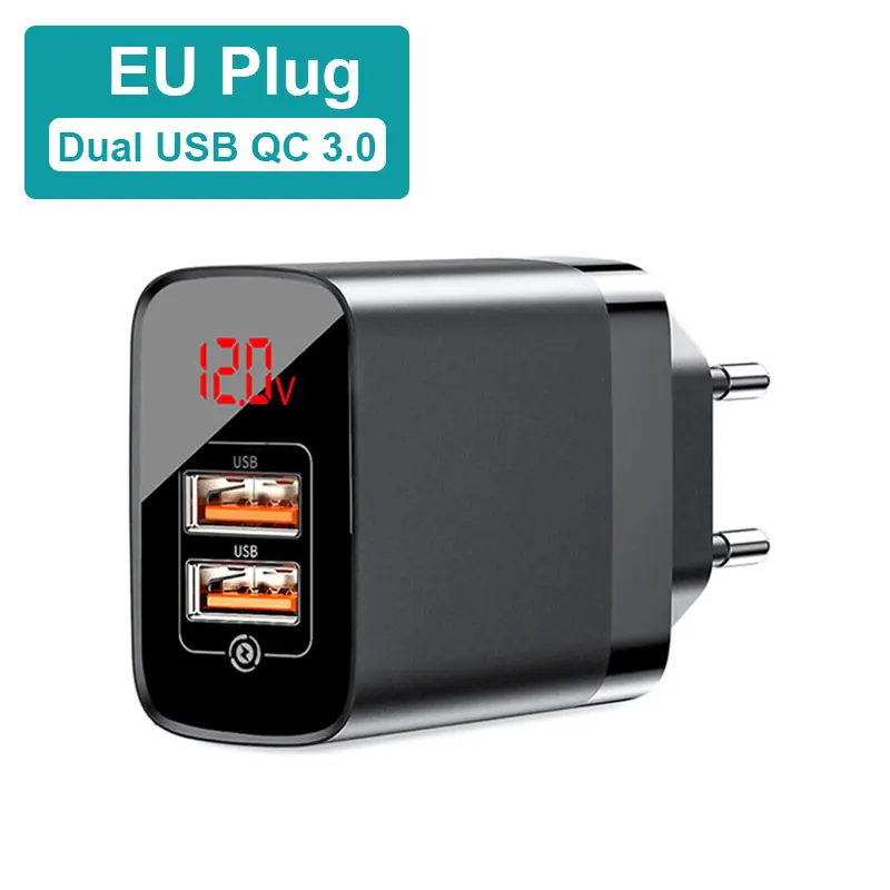 Dual QC 3.0 EU Baseus 18 Вт type C USB зарядное устройство для iPhone 11 Pro Max Quick Charge 3,0 PD3.0 быстрое зарядное устройство для телефона с FCP AFC для huawei samsung - Тип штекера: Dual QC 3.0 EU