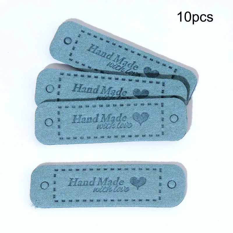 10Pcs/Pack Label Handmade Love Heart leather Two-Hole Embossed Suede Leather Tag Hat Clothing Apparel decoration Accessories - купить по