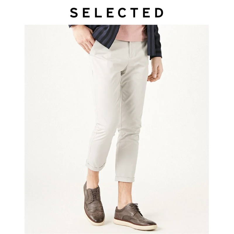 Отобранные мужские хлопковые однотонные слегка тянущиеся зауженные укороченные