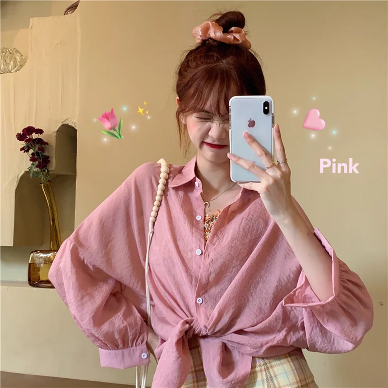 Летние женские топы и блузки дикая свободная тонкая рубашка ярких цветов с