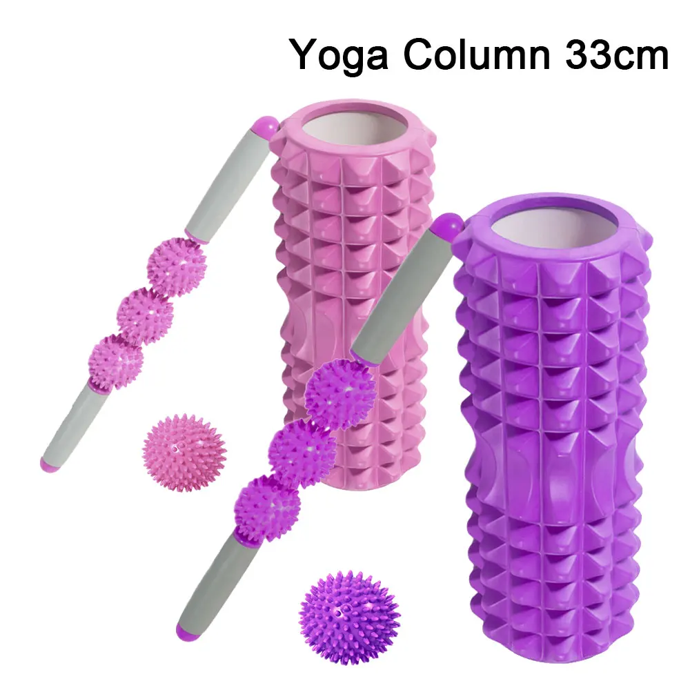 

33cm Yoga Column Fitness Pilates Foam Roller Block Set Massage Relax Ball Yoga Stick Back Waist Arms Legs Foot Massage Trainer