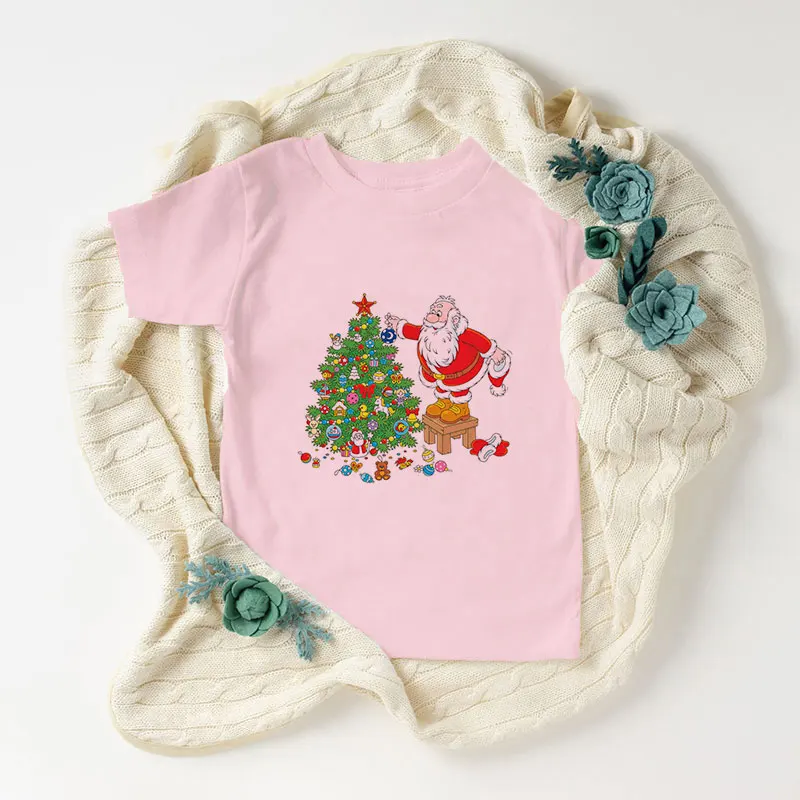 

Summer 2020 Girls Top Casual Christmas Old Man Gift Cannon Print Kids Tshirt Boy Girl T Shirt Fashion Toddler Boys Clothes Cute