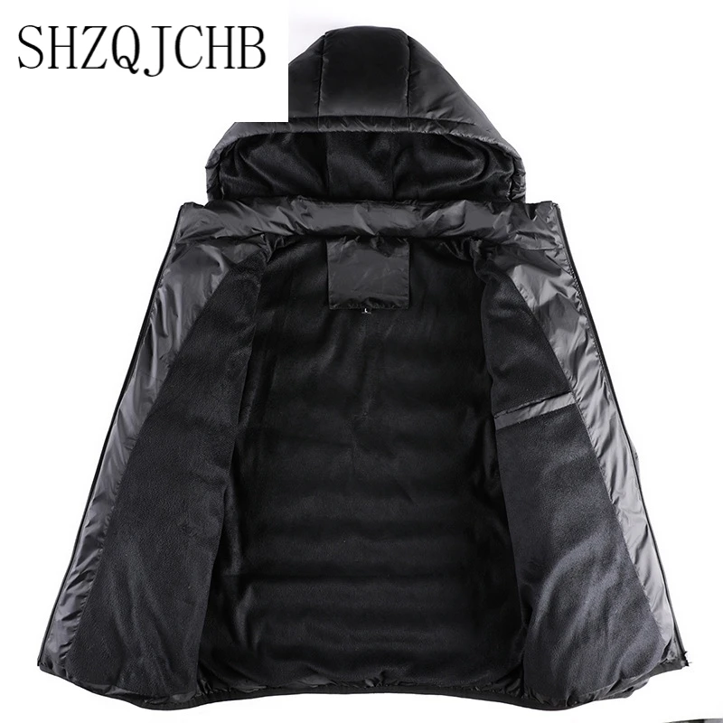 

Brand Winter Men Parkas Coat Fashion Male Solid Color Hooded Parka Men's Plus velvet Thickening Parka Coats