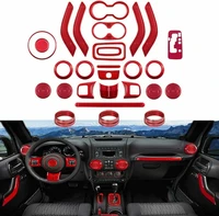 28 pcs for jeep wrangler jk jku 2011 2018 interior decoration trim kit door handle cup cover steering wheel gear frame