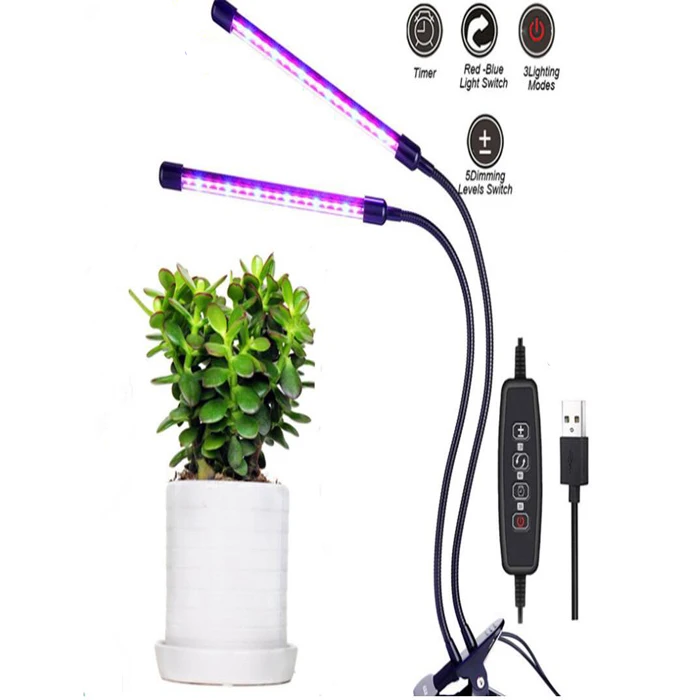 5V two head Светодиодный светильник для выращивания растений, 5 Вт, 10 Вт, 15 Вт, USB, 5 В, лампа для выращивания овощей, теплицы, светильник для выращивания растений с контроллером, фито-лампа - Испускаемый цвет: 5V two head