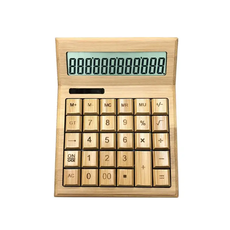 

Функциональный Настольный калькулятор на солнечной энергии бамбуковые калькуляторы с 12-значным большим дисплеем l29k