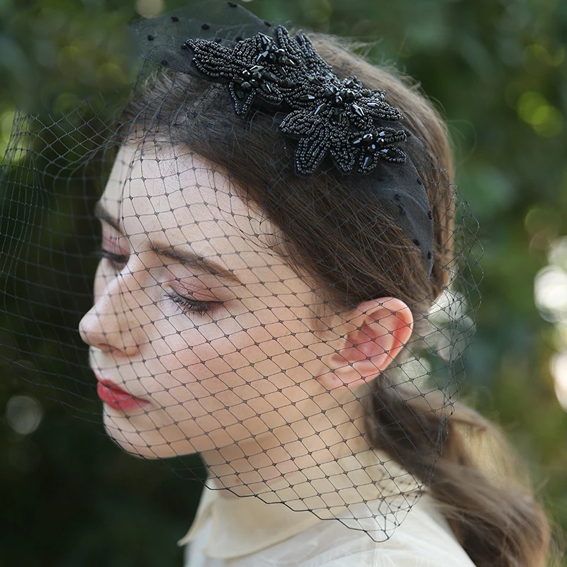 Фата невесты черная Готическая с бисером в клетку 2020 | Свадьбы и торжества