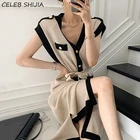 Винтажное трикотажное платье абрикосового цвета, женское летнее однобортное платье без рукавов, женское элегантное праздвечерние платье, 2021