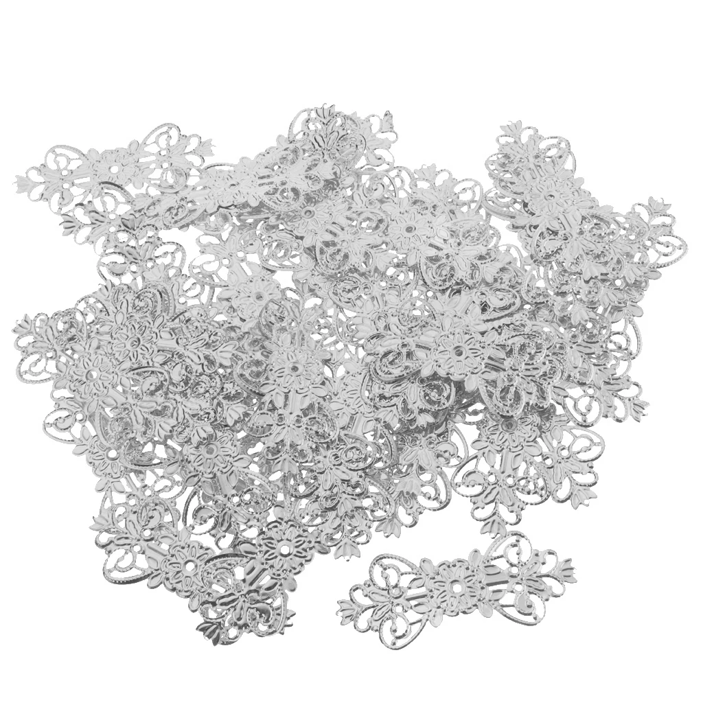 

50pcs/set Antique Gold Bronze Silver Filigree Wraps Alloy DIY Connectors Cardmaking Embellishments Accessories