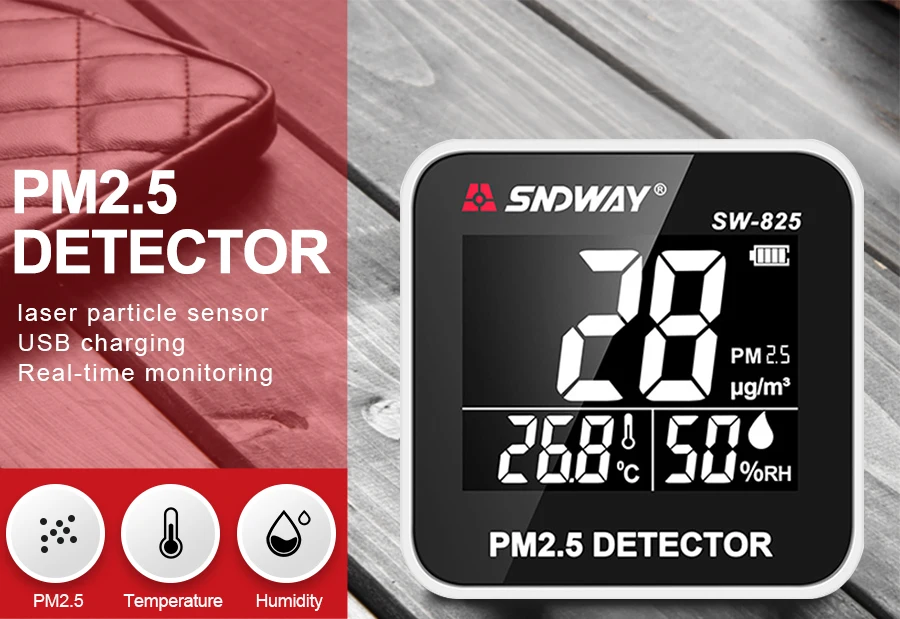 SNDWAY PM 2,5 монитор качества воздуха PM2.5 детектор перезаряжаемый мини-измеритель температуры анализатор туманообразного газа детектор газа