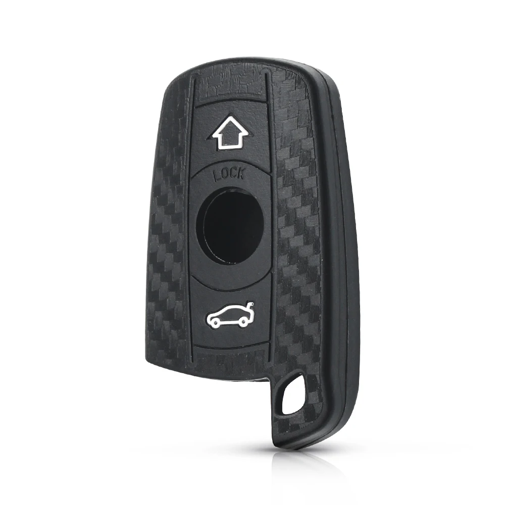 KEYYOU силиконовый чехол для ключей от машины брелок из углеродного волокна BMW E90 E60