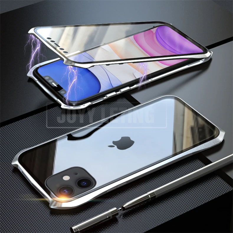 Магнитный адсорбционный чехол для телефона iPhone 11 Pro, чехол 360, Магнитный чехол для iPhone 11 Pro Max, металлический чехол