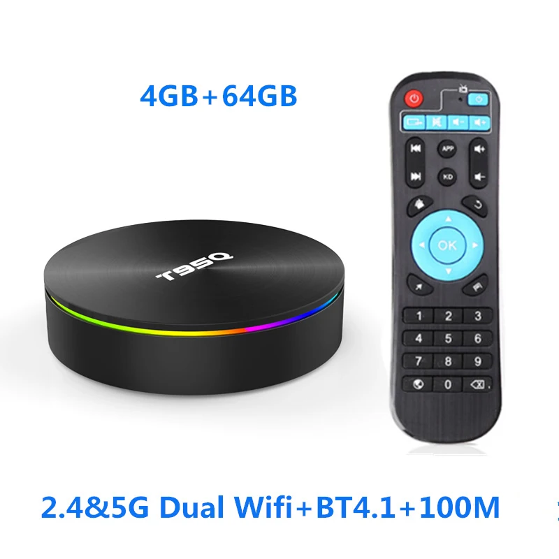 4GB64GB T95Q Android 9,0 ТВ приставка Amlogic S905X2 Quad Cor 4G 32G 2,4/5,8G Wifi BT4.1 100M 4K медиаплеер 4GB64GB Смарт ТВ приставка PK X96Max - Цвет: 4GB64GB