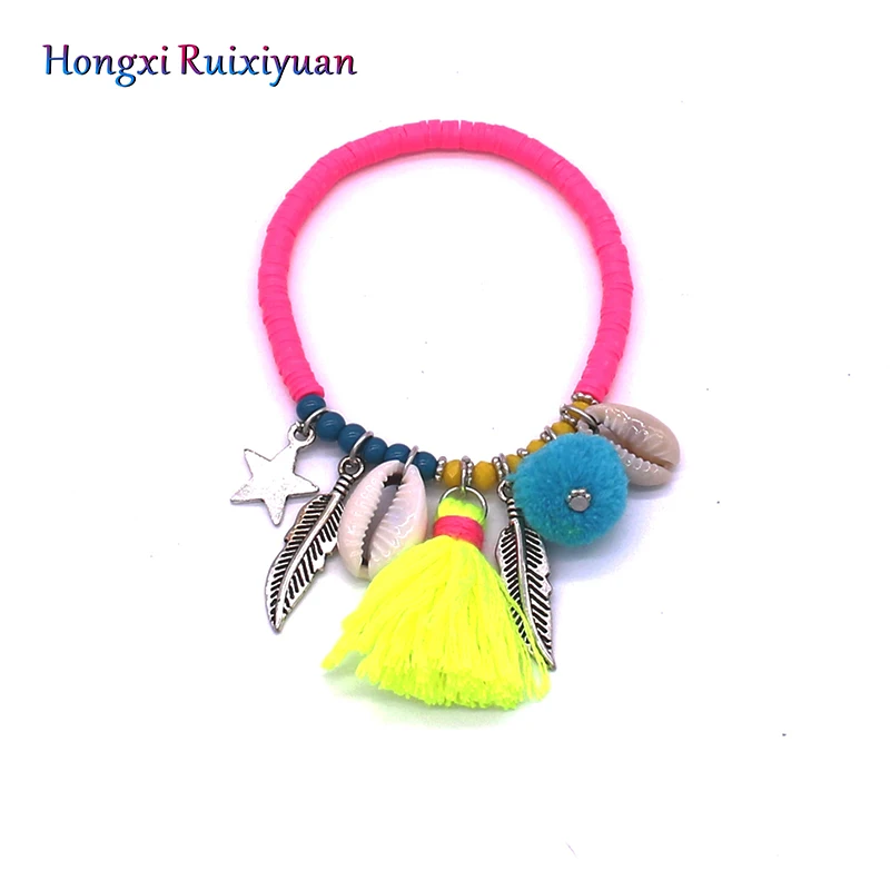 Модный браслет с бусинами богемная кисточка ракушка хрустальный шар для волос