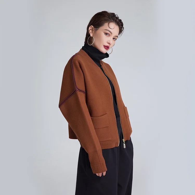 Осень/Зима 2018 Новинка модный свитер с V образным вырезом пальто бейсбольное