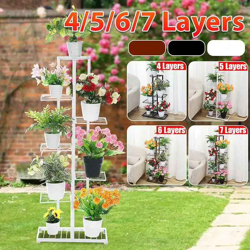 

7 Tier 8 Potted Plant Stand Multiple Flower Pot Holder Shelves Planter Rack Storage Organizer Display for Indoor Garden Balcony