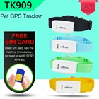 GPS-трекер для домашних животных TK909, удобный в использовании мини-трекер с ошейником для кошек и собак, длительное время в режиме ожидания, Водонепроницаемый GPS + GSM трекер превышения скорости