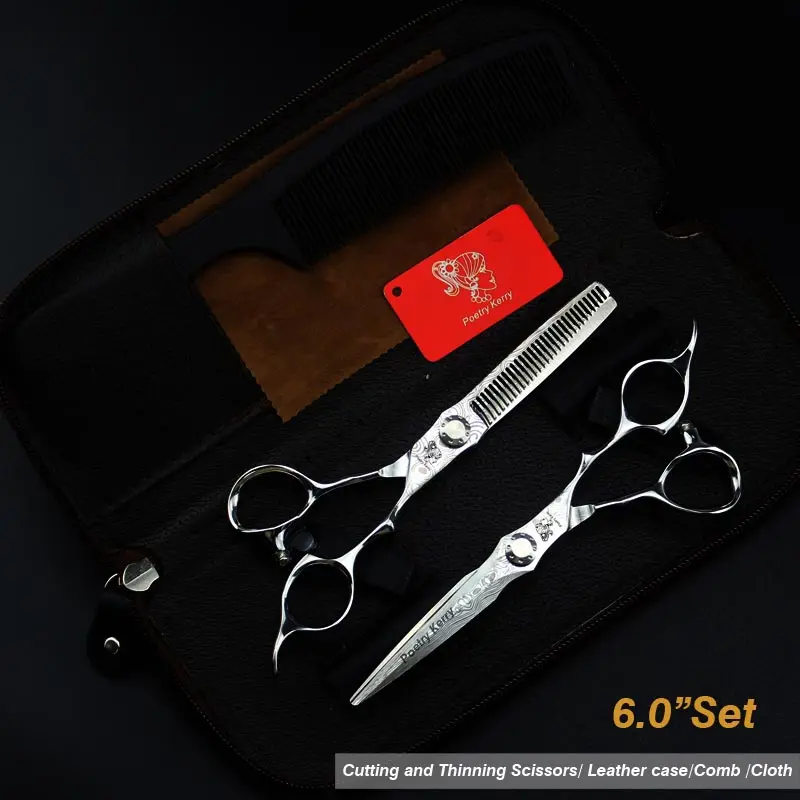 set1 Дамасские Парикмахерские ножницы с рисунком 440C Стальные парикмахерские стильные парикмахерские инструменты 6 дюймов японские Парикмахерские ножницы - Цвет: set1