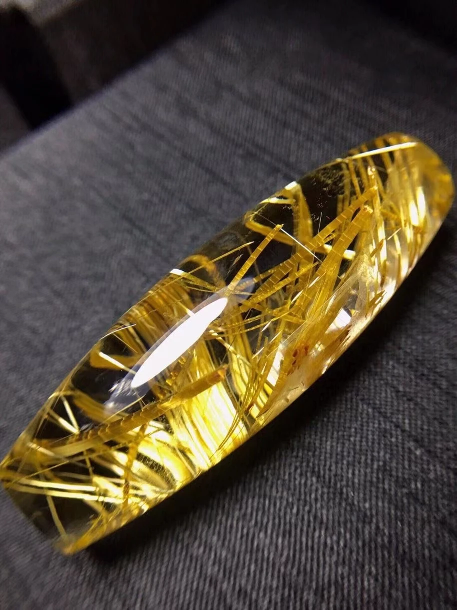 

Genuine Natural Gold Rutilated Quartz Barrel Pendant 53*18mm Wealthy Crystal Necklace Jewelry From Brazil AAAAAA